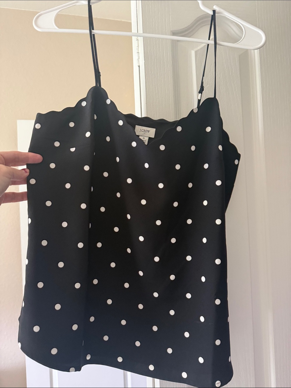 J. Crew Black Polka Dot Cami with White Spots size6